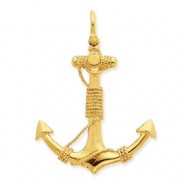 Picture of 14K 3-D Solid Anchor with Rope Pendant