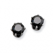 Picture of Stainless Steel 6mm Black CZ Stud Earrings
