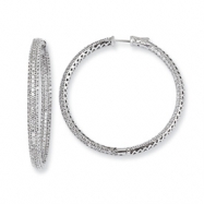 Picture of Sterling Silver 1.25 inch diameter CZ Hoop Earrings