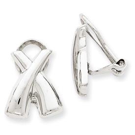Picture of 14k White Gold Polished Non-pierced X Omega Back Earrings
