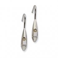 Picture of Stainless Steel Polished Oval w/ CZ Dangle Earrings