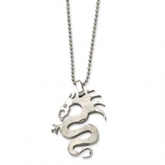 Picture of Stainless Steel Satin Dragon w/ CZ Pendant 22in Necklace chain