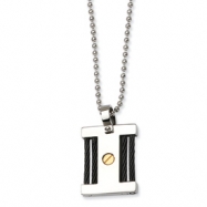 Picture of Stainless Steel IPG 24k & IP Black Plating Square Pendant Necklace chain