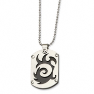 Picture of Stainless Steel Satin & Black-plated Swirl Dog Tag Pendant 24in Necklace chain