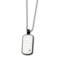 Picture of Stainless Steel Black PVD w/ CZ Pendant  24 in. Necklace chain
