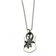Picture of Stainless Steel Polished & Black Textured Pendant  24 in. Necklace chain