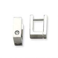 Picture of Stainless Steel CZ Satin Hinged Square Hoop Earrings