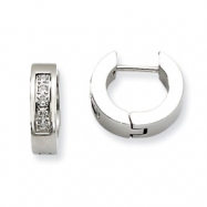 Picture of Stainless Steel CZ Polished Round Hinged Hoop Earrings