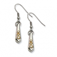 Picture of Stainless Steel Polished & Gold-plated Teardrop w/ CZs Dangle Earrings
