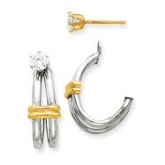 Picture of 14k Two-tone J Hoop with CZ Stud Earring Jackets