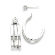 Picture of 14kw Polished J Hoop with 4mm CZ Stud Earring Jackets