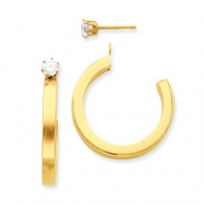 Picture of 14k Polished J Hoop with CZ Stud Earring Jackets