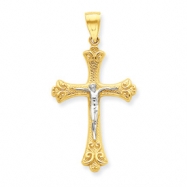 Picture of 10k & Rhodium Fleur de Lis Crucifix Pendant