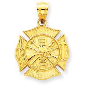 Picture of 14k Reversible Fire Department Shield Pendant
