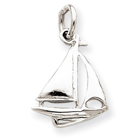 Picture of 14k White Gold Solid Polished 3-Dimensional Sailboat Charm