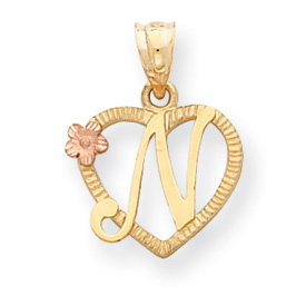 Picture of 14k Two-Tone Initial N in Heart Charm