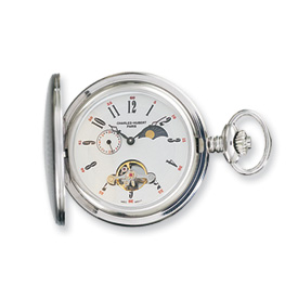 Picture of Charles Hubert Solid Stainless Steel White Dial Pocket Watch