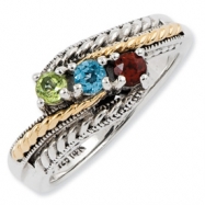 Picture of Sterling Silver & 14k Three-stone Mother's Ring Mounting ring