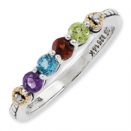 Picture of Sterling Silver & 14k Four-stone and Diamond Mother's Semi-Mount Ring