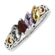 Picture of Sterling Silver & 14k Four-stone Mother's Ring Mounting ring