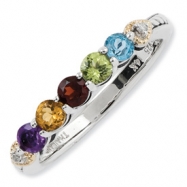 Picture of Sterling Silver & 14k Five-stone and Diamond Mother's Semi-Mount Ring