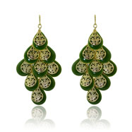 Picture of Gold-tone Green Enamel Dangle Earrings