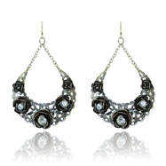 Picture of Siler-Tone CZ Antique Style Dangle Earrings