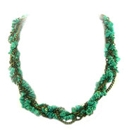 Picture of Brass Tone Turquoise Necklace 16"