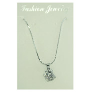 Picture of Silver-tone CZ Dolphins Necklace