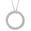 14K White Gold .25ct Diamond Circle Pendant Necklace SI1-SI2 G-H