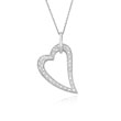 14K White Gold Diamond Studded Abstract Open Heart Necklace