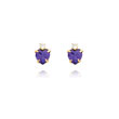 14K Gold Violet CZ And CZ Heart Earrings