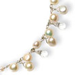 Sterling Silver White Cultured Button Pearl & Crystal Necklace