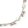 Sterling Silver Freshwater Cultured Pearl, Mother Of Pearl & Cherry Quartz Necklace