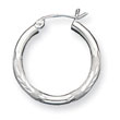 Sterling Silver 2.50mm Satin Diamond-Cut Hoop Earrings