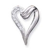 Sterling Silver CZ Heart Shape Fancy Slide