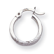 14K White Gold Satin & Diamond-Cut 2x15mm Round Hoop Earrings