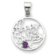 Sterling Silver Amethyst Happy Birthday Pendant