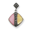 Sterling Silver Marcasite Pink And Yellow Mother Of Pearl Pendant