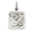 14K White Gold Satin & Diamond -Cut Angel Charm