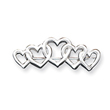 Sterling Silver Satin Finish Diamond Cut Five Heart Pin