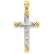 14K Two-Tone Gold  Diamond-Cut Cross Pendant