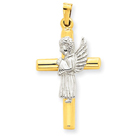 14K Gold  Angel & Cross Pendant