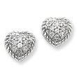 Sterling Silver Round CZ Heart Post Earrings