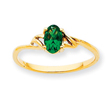 14K Gold May Emerald Birthstone Ring