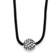 Black-plated Clear Crystal Fireball On 16" With Extension Satin Cord Necklace