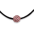 Black-plated Pink Crystal Fireball On 16" With Extension Satin Cord Necklace