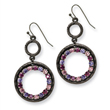 Black-plated Light & Dark Pink And Purple Crystal Circle Drop Earrings