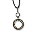 Black-plated Black Crystal Circle On 16" With Extension Satin Cord Necklace