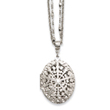 Silver-tone Oval Locket On 16" Double Chain Necklace